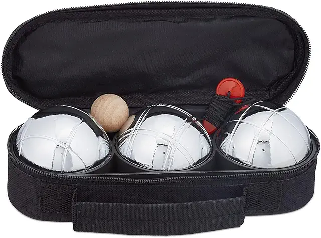 SPORT SIDE Petanque-Set mit 3 Kugeln - Boulespiel für Outdoor-Spaß