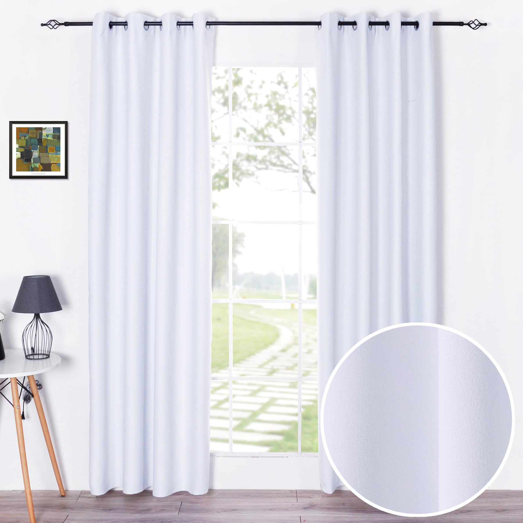 BOD HOME, Cortinas Opacas de Salón, 2 Piezas, 140 x 260 cm, Aislantes Frio y Calor, Cortinas con Ojales, Cortinas para Dormitorio, Modernas y Resistentes, Decoración para Hogar, Blanco