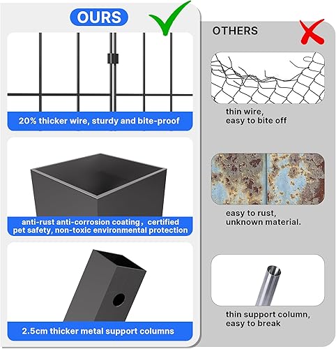 Miniatura 6 de Kurapika Jaula grande para perros resistente al aire libre, valla de metal con diseño seguro de doble bloqueo, fácil montaje, resistente a la