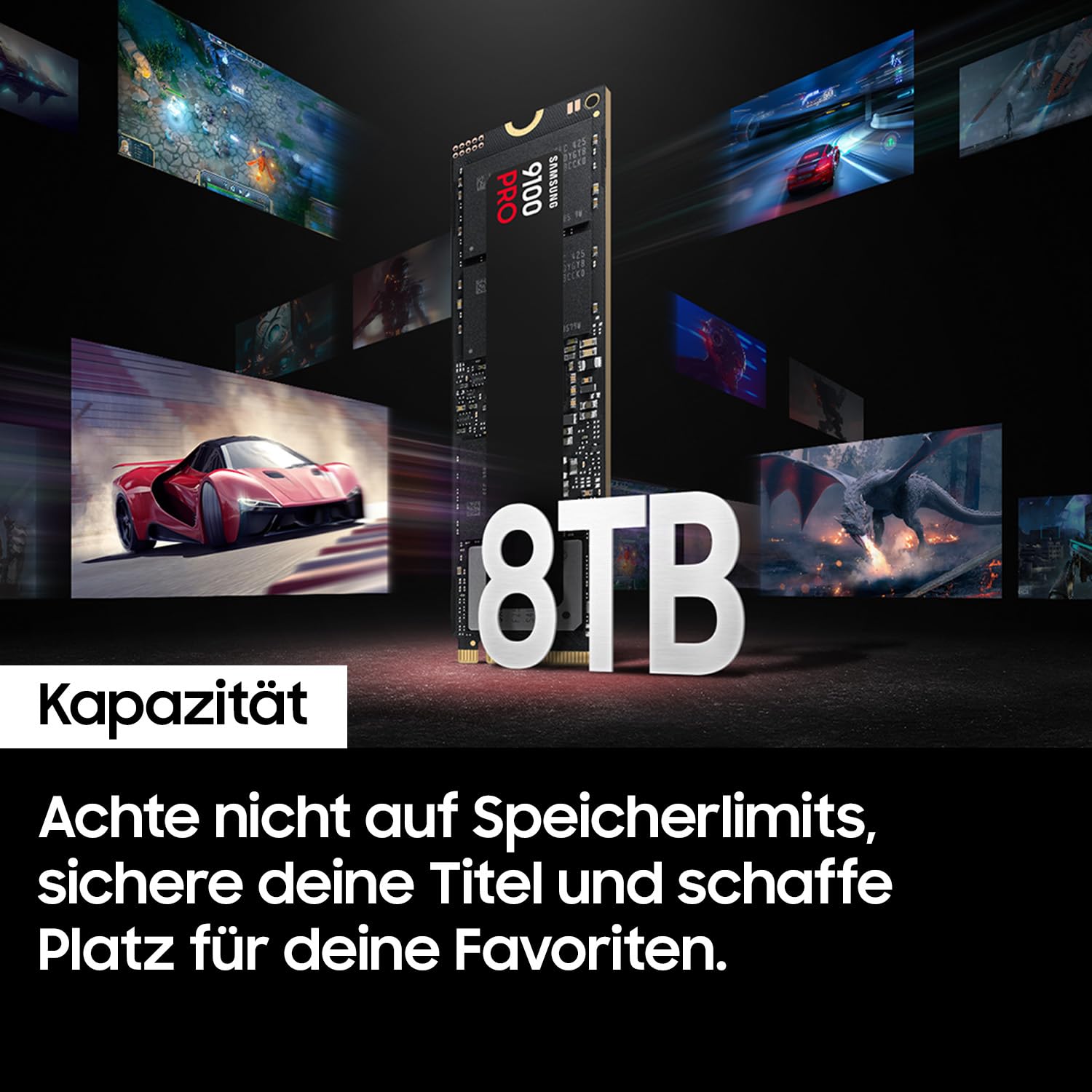 Samsung 9100 PRO NVMe M.2 SSD 4 TB PCIe 5.0 14.800 MB/s Lesen 13.400 MB/s Schreiben Interne SSD Gaming Schwarz MZ-VAP4T0BW
