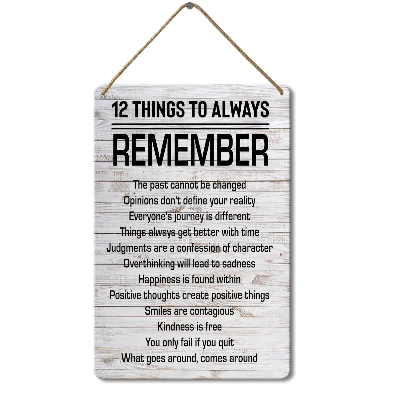 Wooden Sign 12 Things To Always Remember Sign, 8x12 Inch, Rustic Hanging Plaque for Home, Office, School, Gym Decor