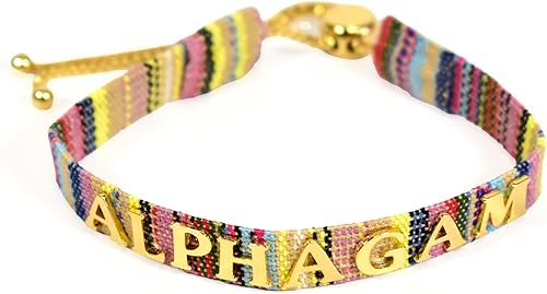 Sorority Shop Alpha Gamma Delta Bracelet — Multi-Color Woven Bracelet with Gold-