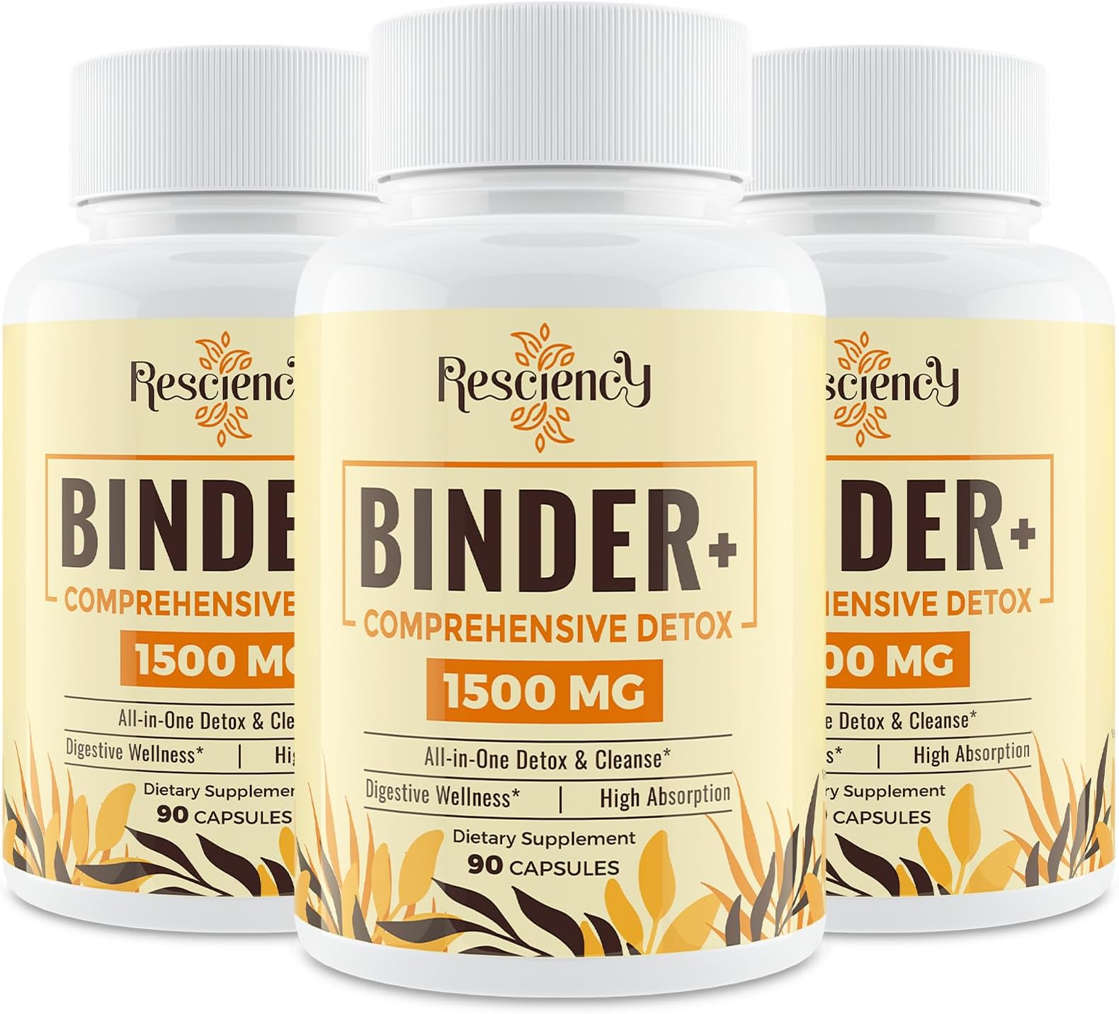 Resciency 1500 MG Detox Binder Supplement – Activated Charcoal, Zeolite, Bentonite Clay – Liver & Gut Detox Cleanse, Toxin Flush, Digestive, Max Absorption, 270 Vegan Capsules