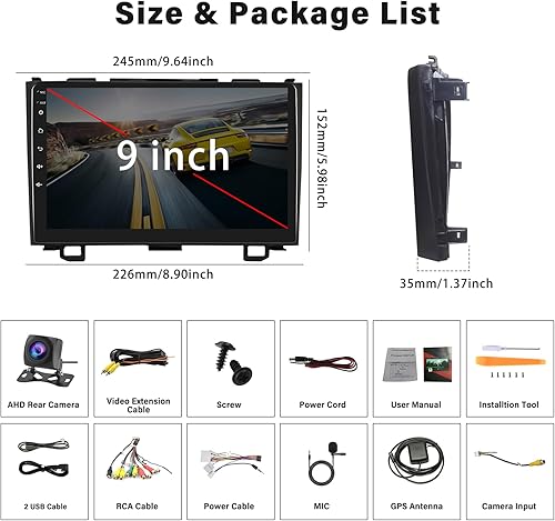 Miniatura 8 de Radio de coche Android 2G+64G estéreo para Honda CRV 2007-2011 inalámbrico Apple CarPlay Android Auto Bluetooth 9 pulgadas pantalla táctil
