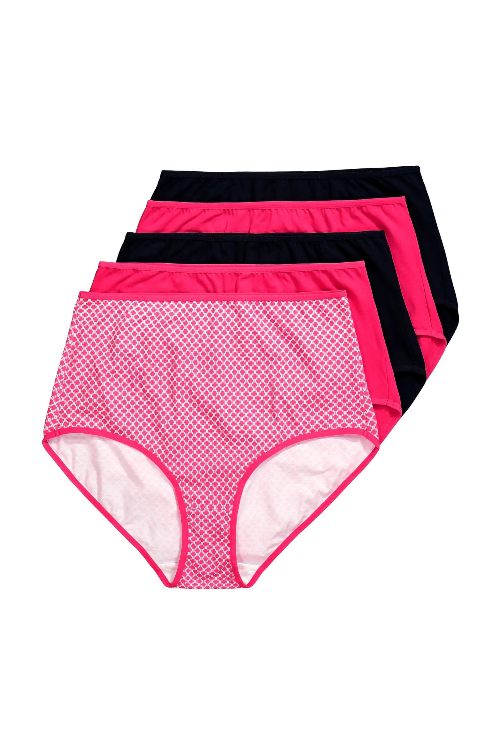 Ulla Popken Damen große Größen Übergrößen Plus Size Maxislips, 5er-Pack, Muster/einfarbig, High Waist 844512