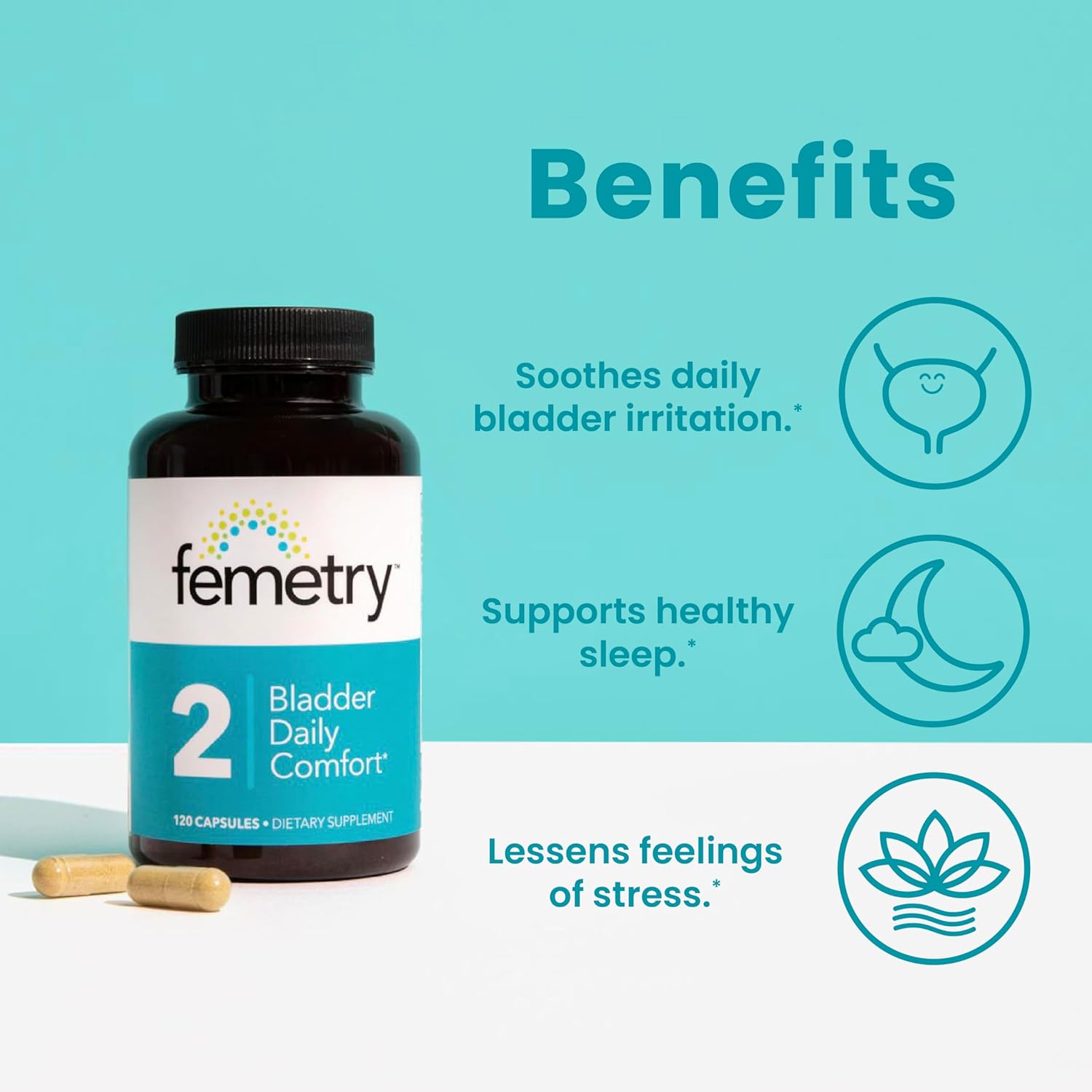 LifeSeasons Femetry Bladder Daily Comfort - Soothes Irritation - Supports Healthy Histamine Response - Promotes Bladder Lining Health - Interstitial Cystitis - 120 Capsules - Image 2