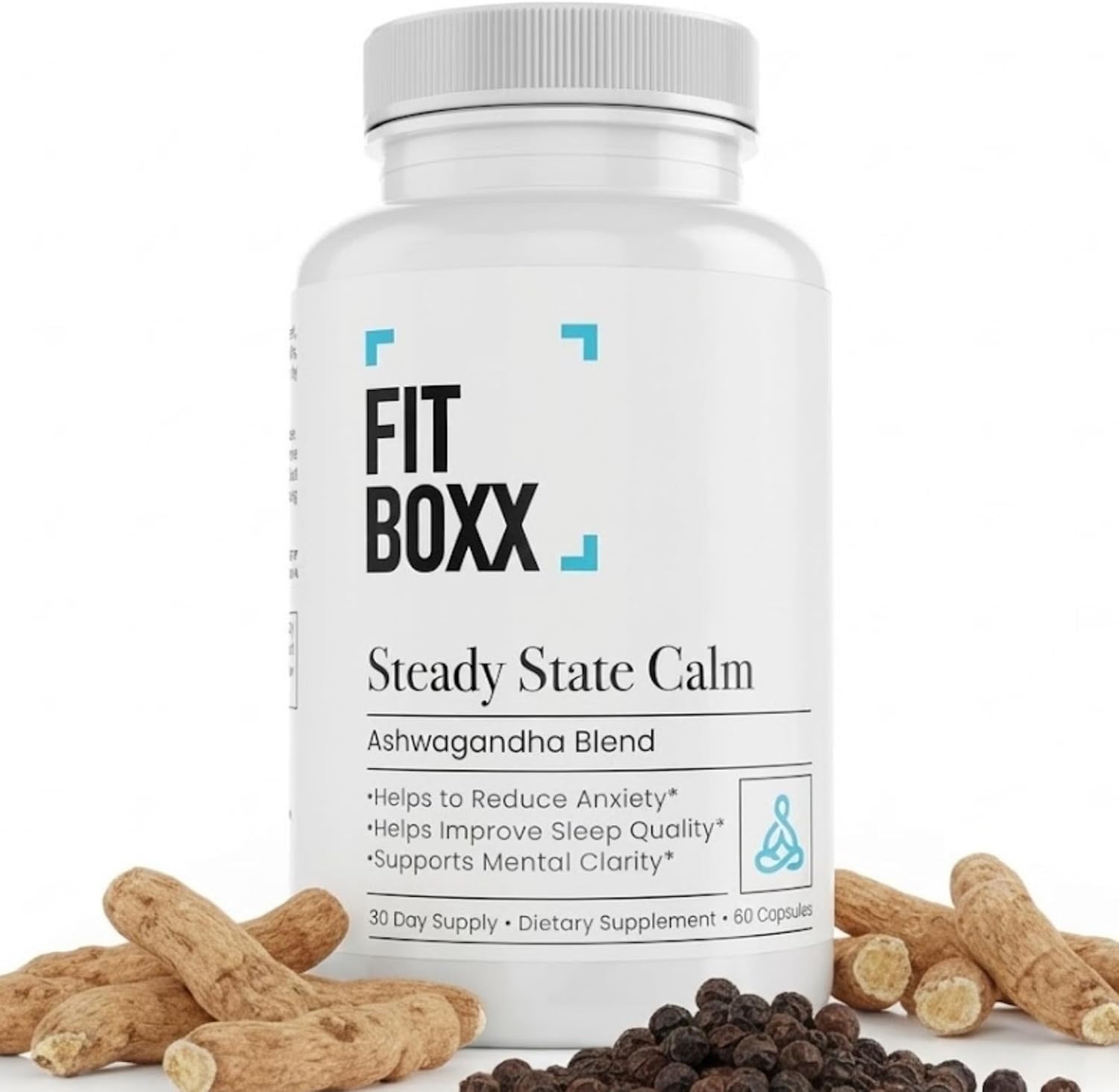 SteadyState Calm | Pure Ashwagandha Supplements 650mg with Bioperine – Natural Adaptogen Capsules to Support Stress Relief & Mood Balance – Vegan, Non-GMO, Gluten Free – 60 Capsules