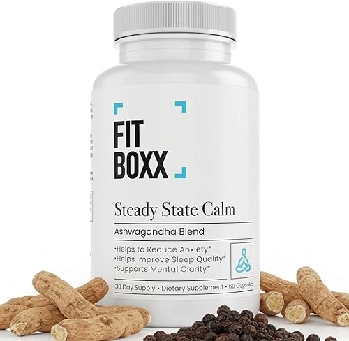 Fit Boxx The SteadyState Calm, soporte diario para el estrés y el estado de ánimo, Ashwagandha + pimienta negra para una mente tranquila, un mejor