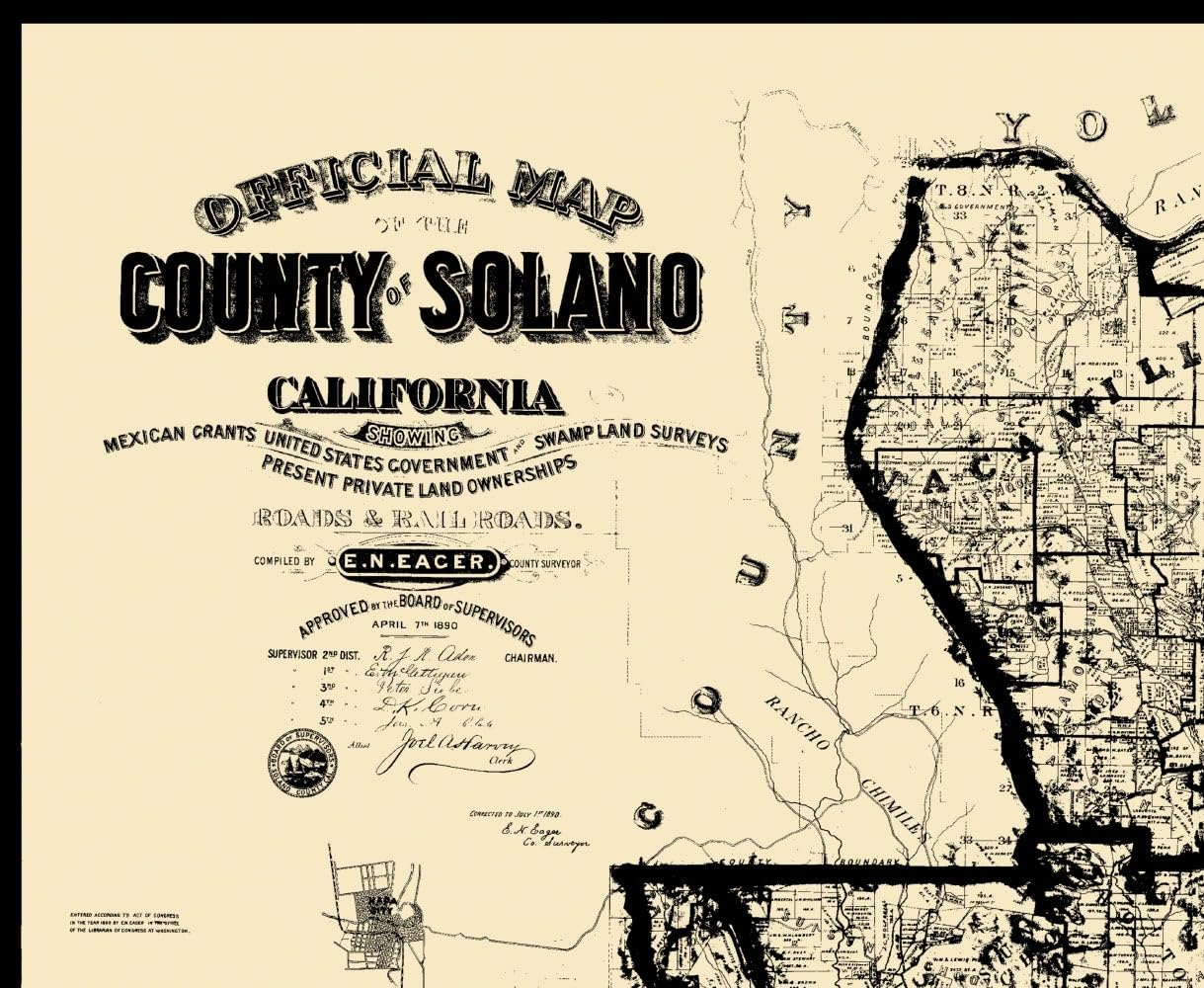 Amazon.com: MAPS OF THE PAST Historic County Map - Solano County California  - Eager 1890-28.06 x 23 - Vintage Wall Art : Office Products