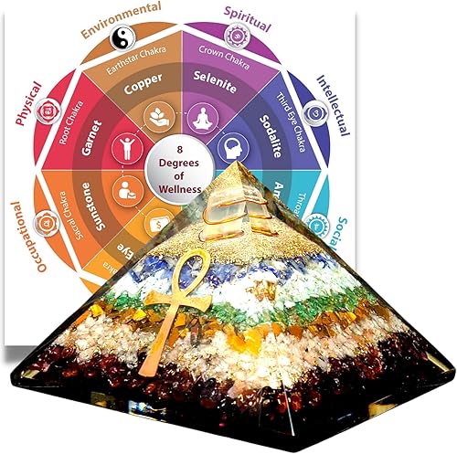 Helios Chakra 8 dimensiones de la pirámide de orgón de bienestar, cristales y piedras curativas, 7 chakras, curación para riqueza espiritual, salud,