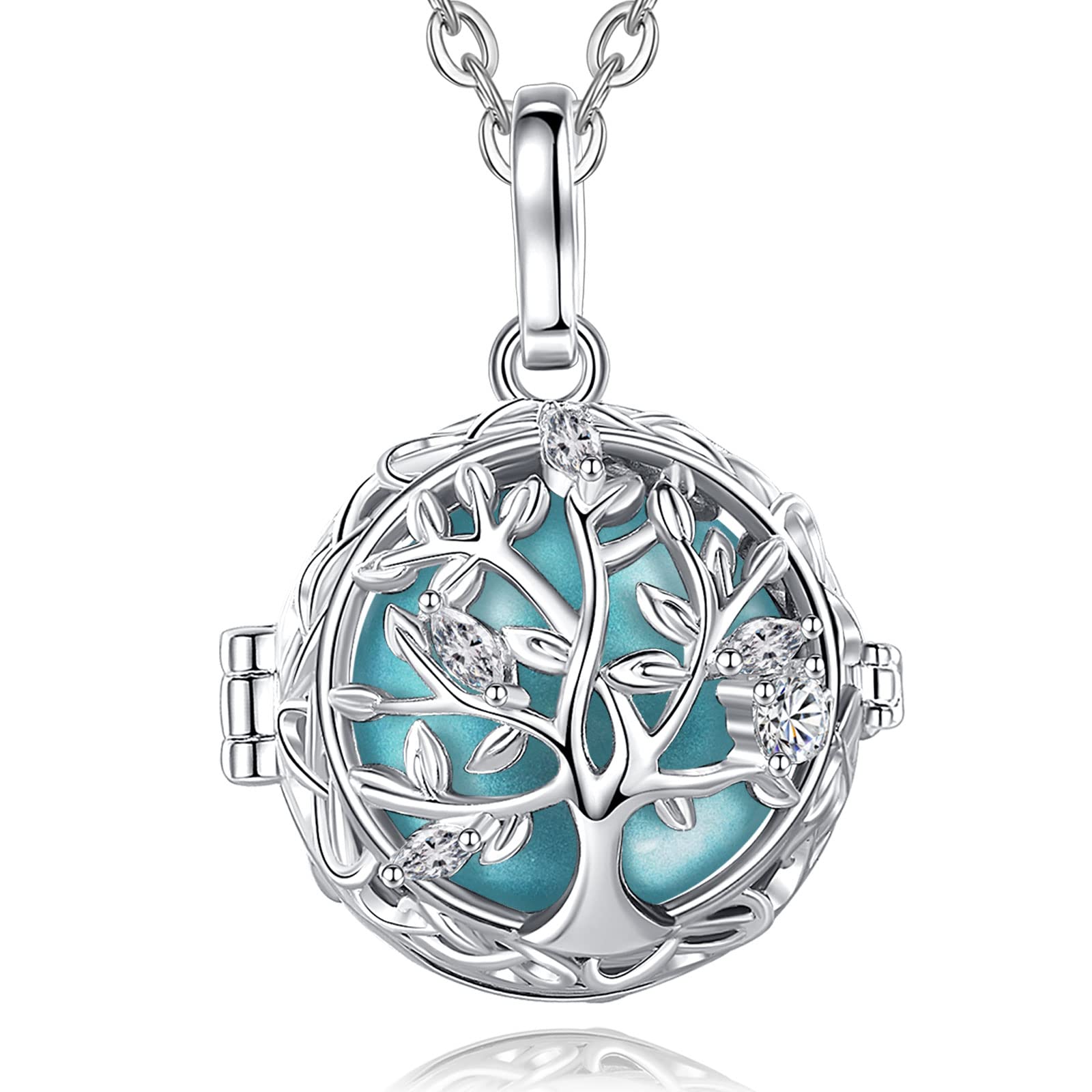 AEONSLOVE Collana Chiama Angeli Gravidanza Bola Messicana Ciondolo Albero della Vita per Futura Mamma, 2 Catene