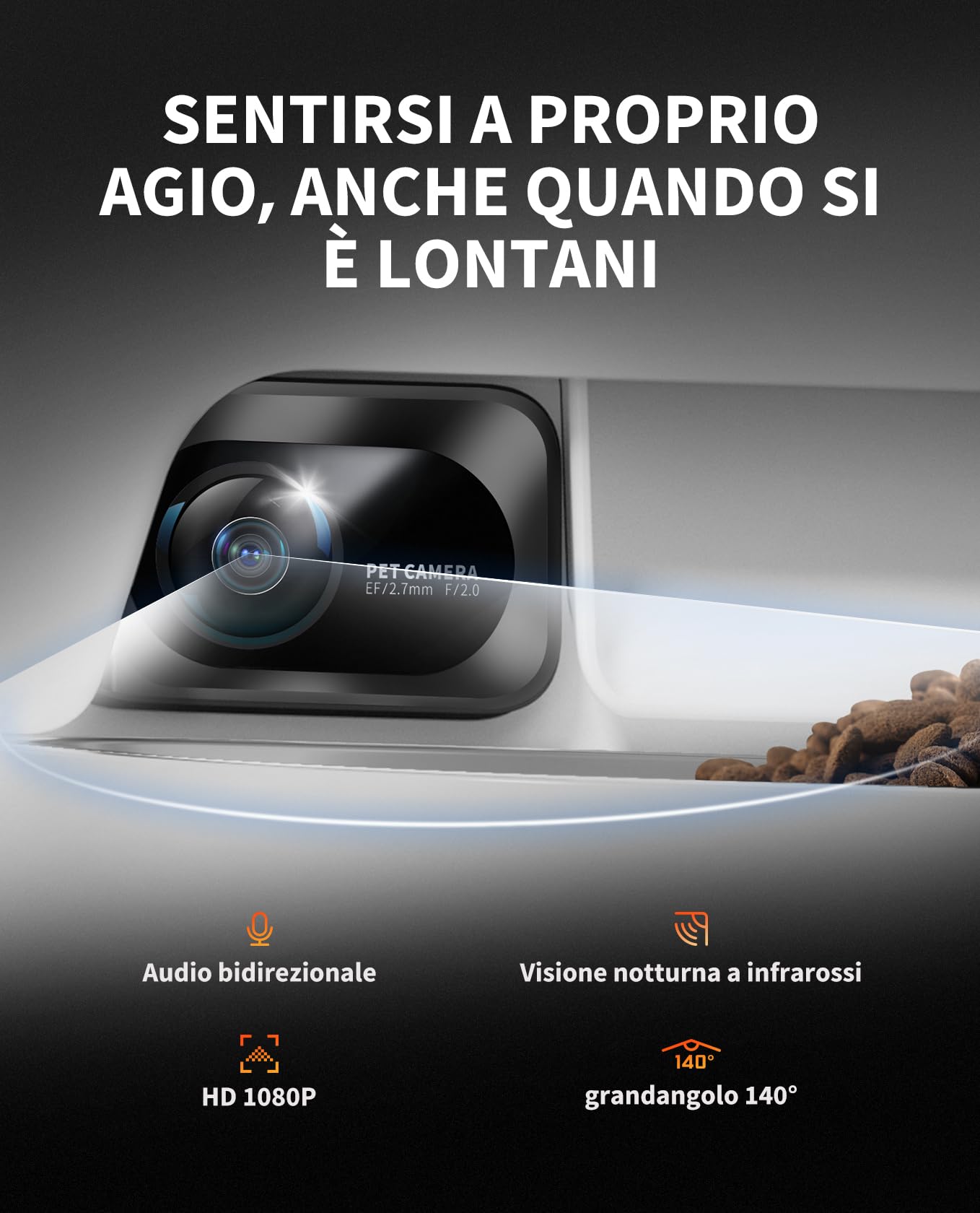PETKIT 5L Distributore Automatico Cibo Gatti con Telecamera, 1080P HD Distributore Automatico Cibo Cani,2.4G WiFi,Posizione AI Pet,1-10 Pasti/Giorno,Ciotola in Acciaio Inox 304,Ultima Versione