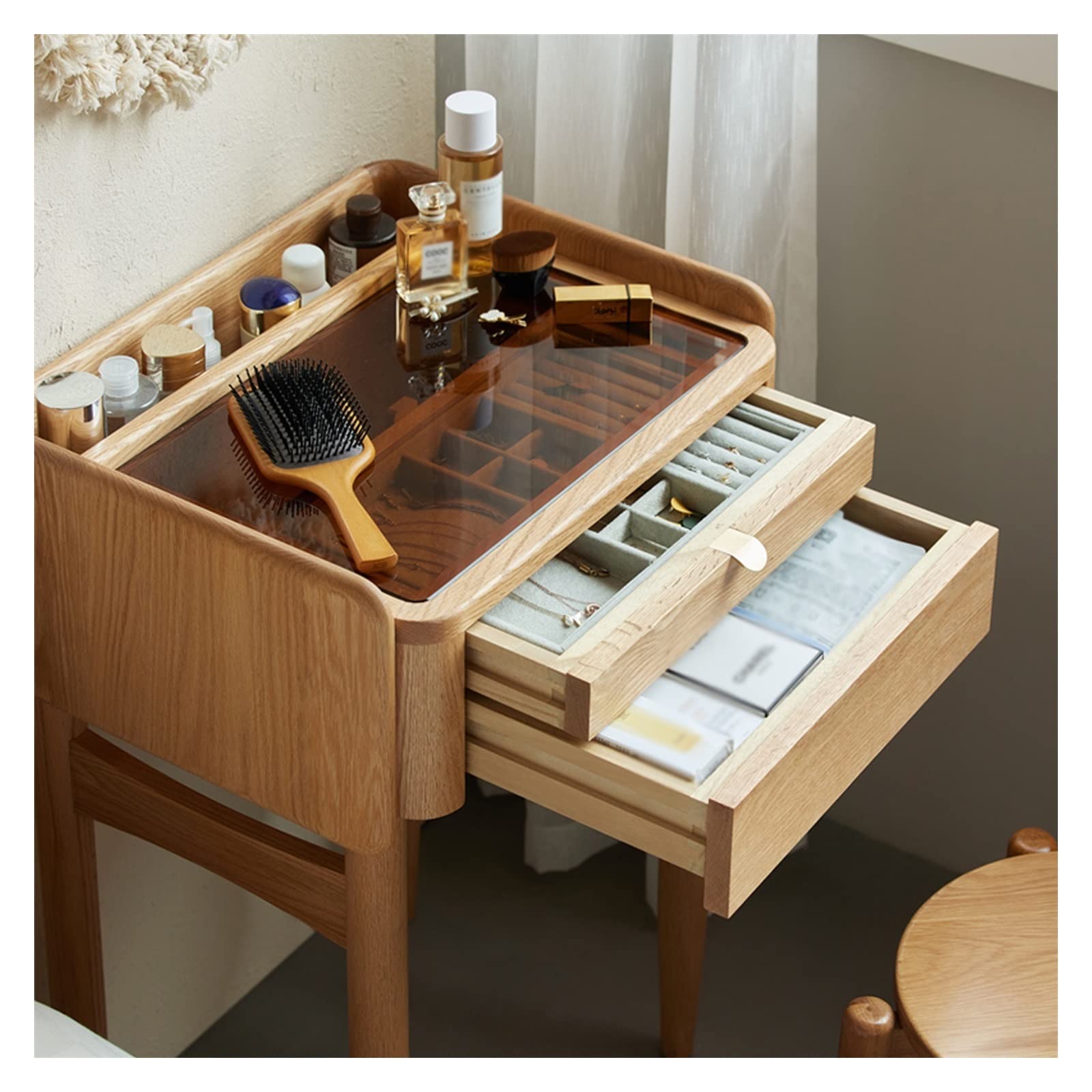 Schminktisch Make-up-Schminktisch aus Holz, schlicht, aus Holz mit Schublade, Aufbewahrung for Kosmetik Schminktisch mit Spiegel