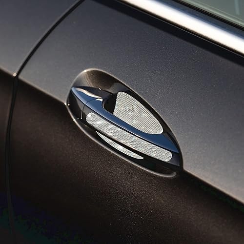 Miniatura 7 de Juego de calcomanías reflectantes para manija de puerta, universal, para espejo retrovisor lateral, protector de seguridad resistente a los