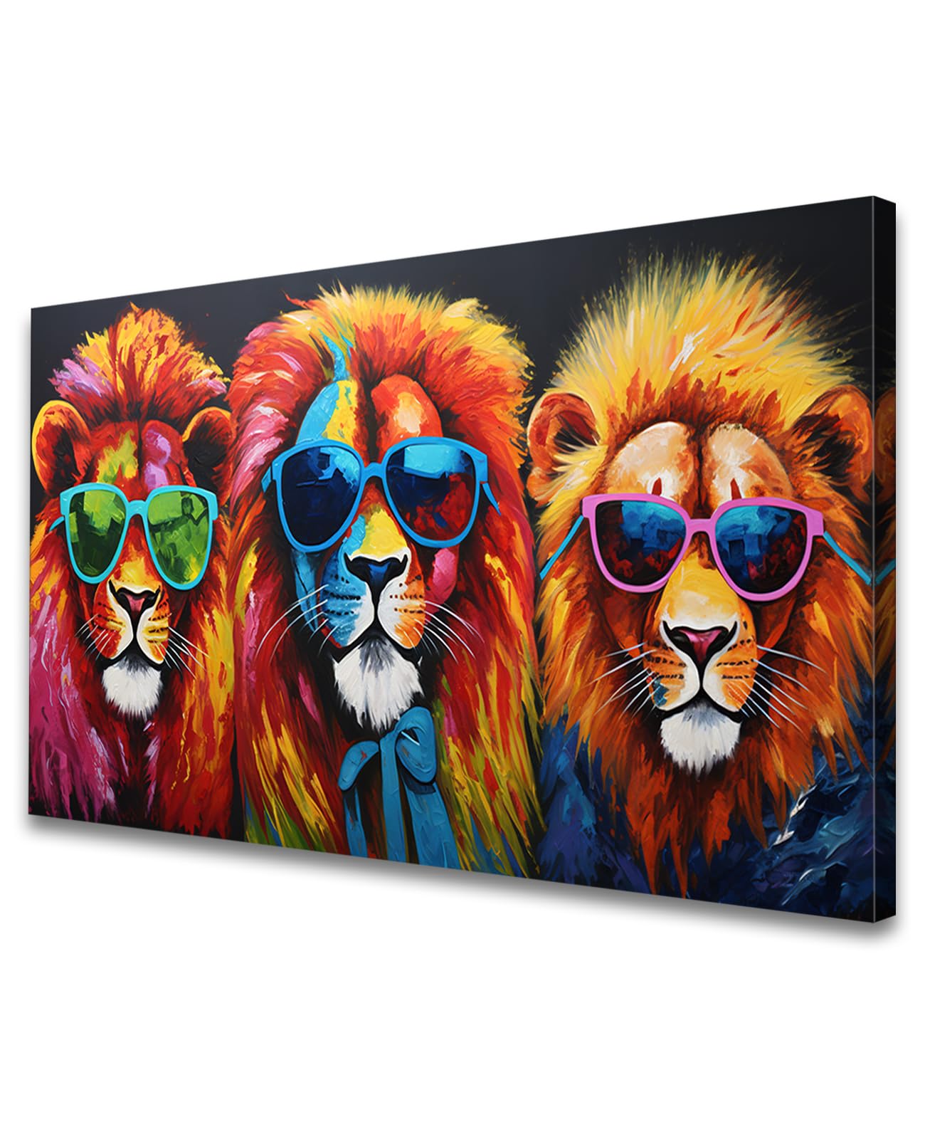 Amazon.com: GLOKAKA Lion Wall Art Funny Animal Three Lion with