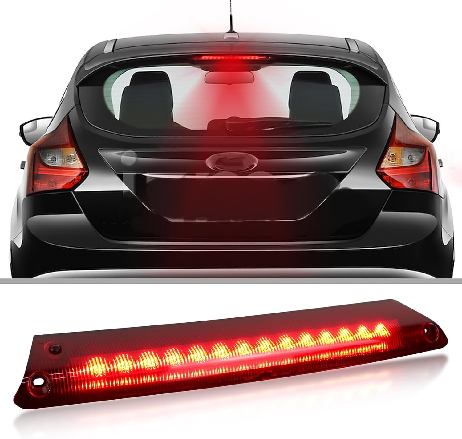 High Mount Stop Lamp LED Third Brake Light Compatible with Ford Focus Sedan 2012 2013 2014 2015 2016 2017 2018 Rear Center LED 3rd Brake light Replacement
