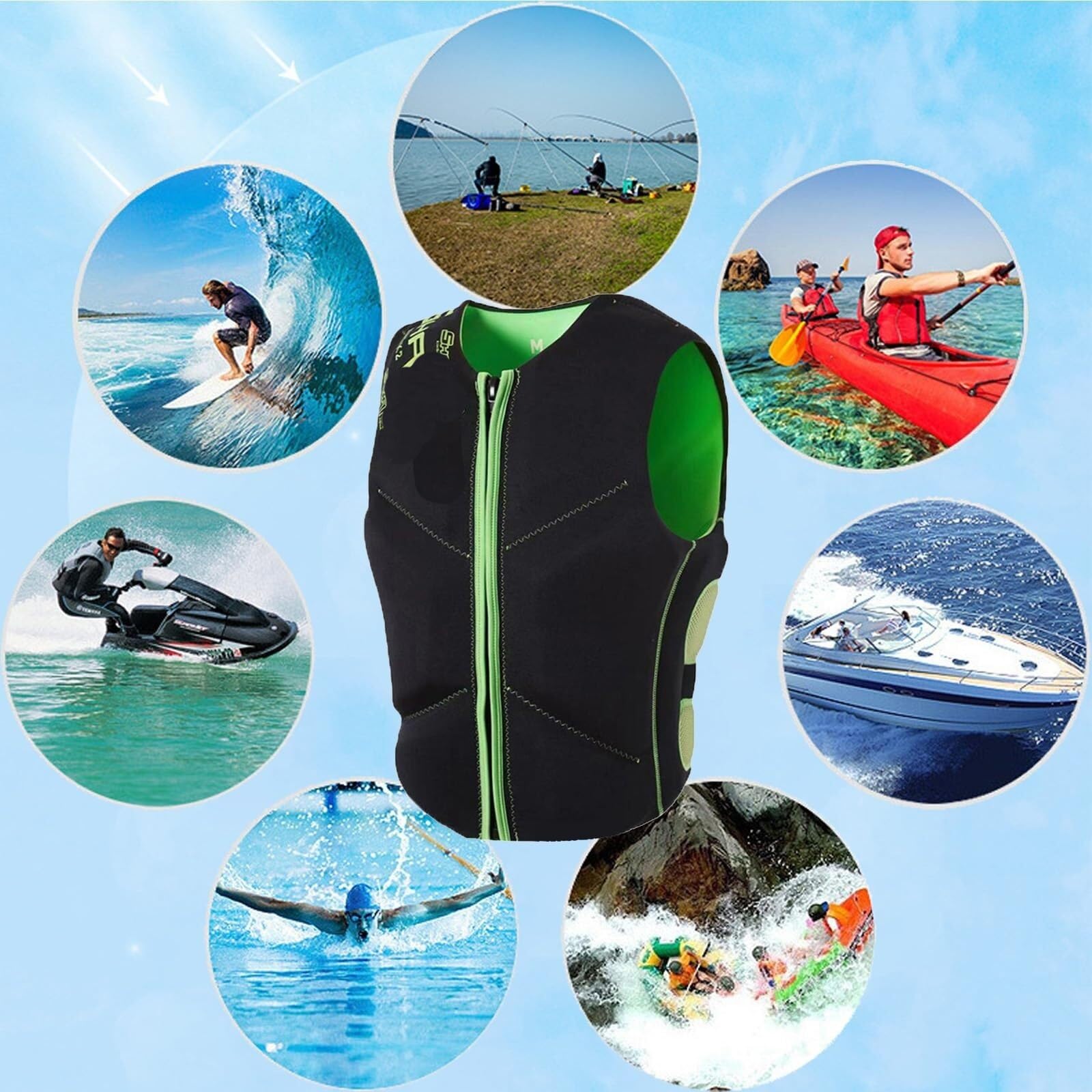 Veste de Surf VFI Réglable for la Pêche en Bateau-Kayak | Veste de Surf avec Maille de Drainage et Sangle D'entrejambe for Kayak