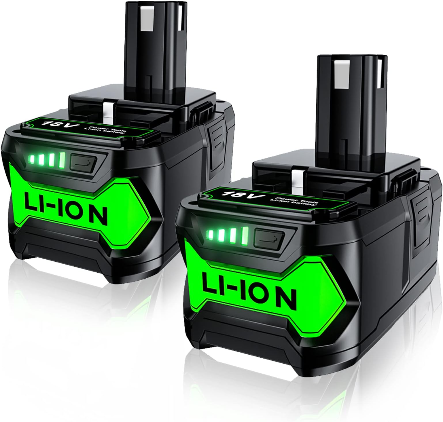 2-Pack 18V 6000mAh Replacement Batteries For Ryobi ONE+ Tools – Fits P102, P103, P104, P105, P107, P108, P109 & More