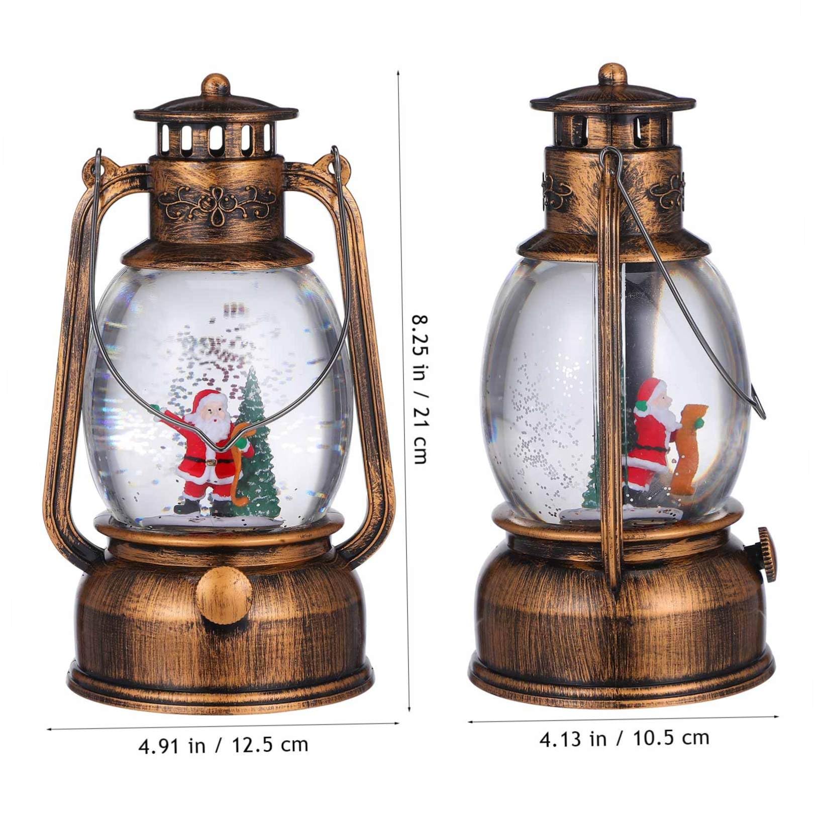 Angoily Lanterna Musicale di Natale con Globo di Neve in Vetro e Plastico, Decorazione Natalizia Elegante con Musica e Alimentazione a Batteria per Feste Natalizie