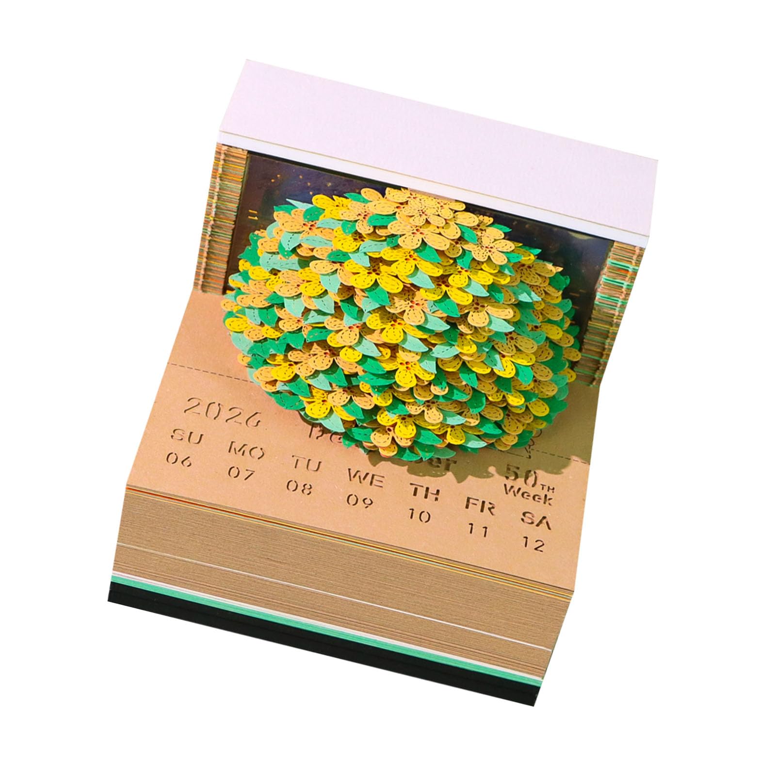2026 Agenda settimanale con fiori profumati in carta 3D con note staccabili per decorazioni da scrivania Cancelleria elegante per uffici