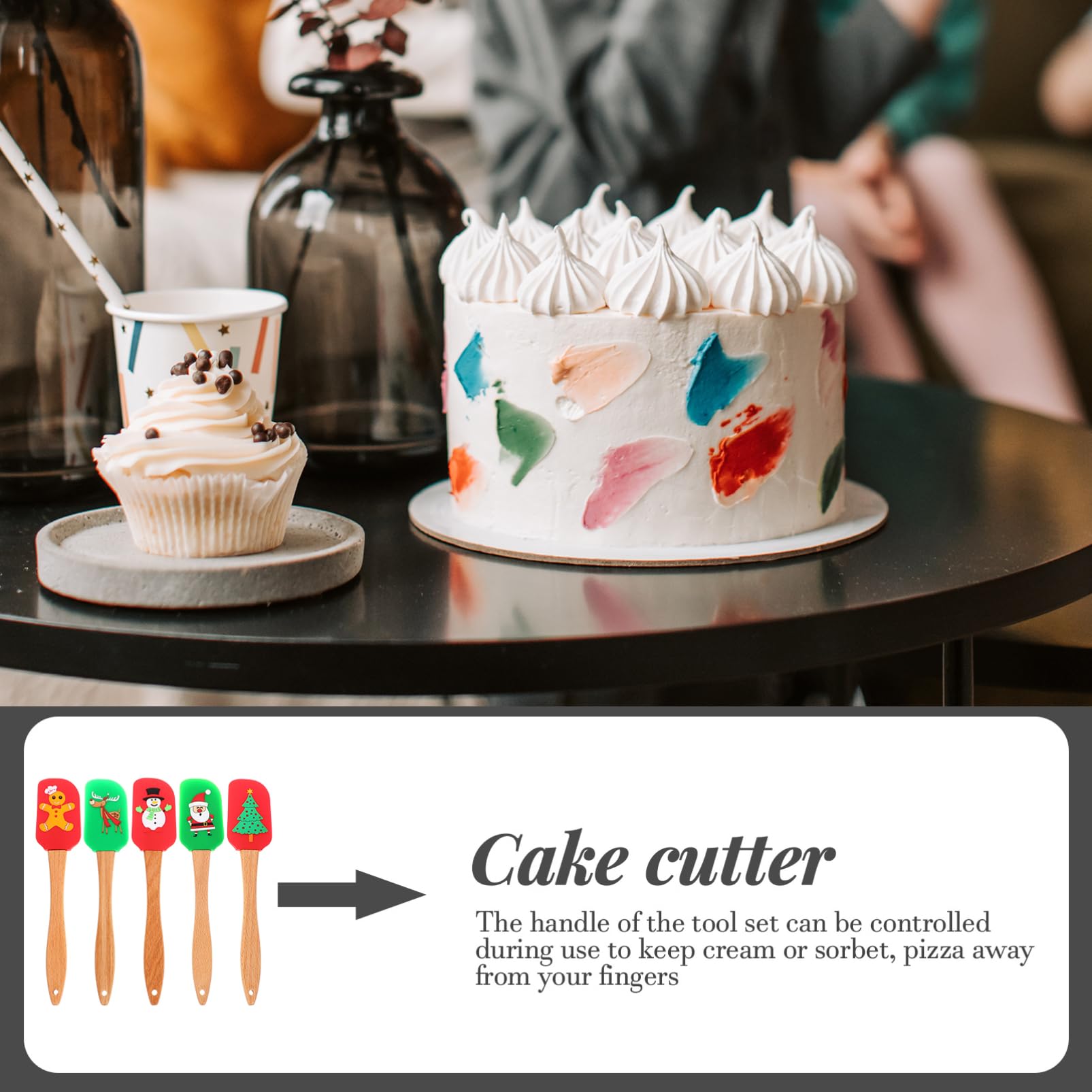 5pièces Spatules de Cuisine Silicone Résistant Chaleur Ustensiles de Pâtisserie Professionnels Pinceau Pratique pour Cuisine