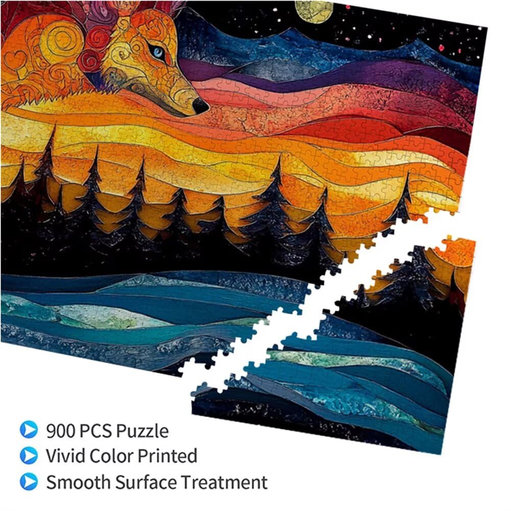 Puzzle Loup 900 Pieces Paysage Puzzle Adultes 87 x 34 cm DIY Difficile Classiques Jigsaw Panoramique, Adulte Jeu éducatif, 2025 Bois Jigsaw Art Impossible Famille Challenge, Cadeau pour Femme W-4