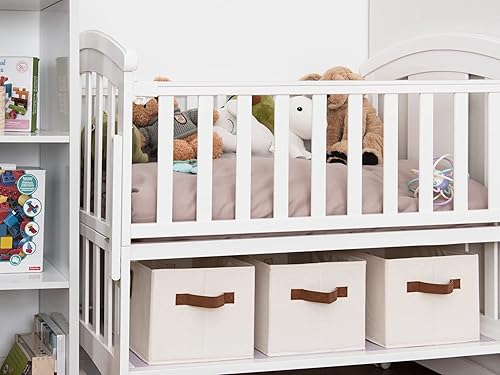 Miniatura 5 de StorageWorks - Contenedores decorativos de 32 L para estantes, canastas de almacenamiento de lona para armario, con asas de poliuretano, para lavar