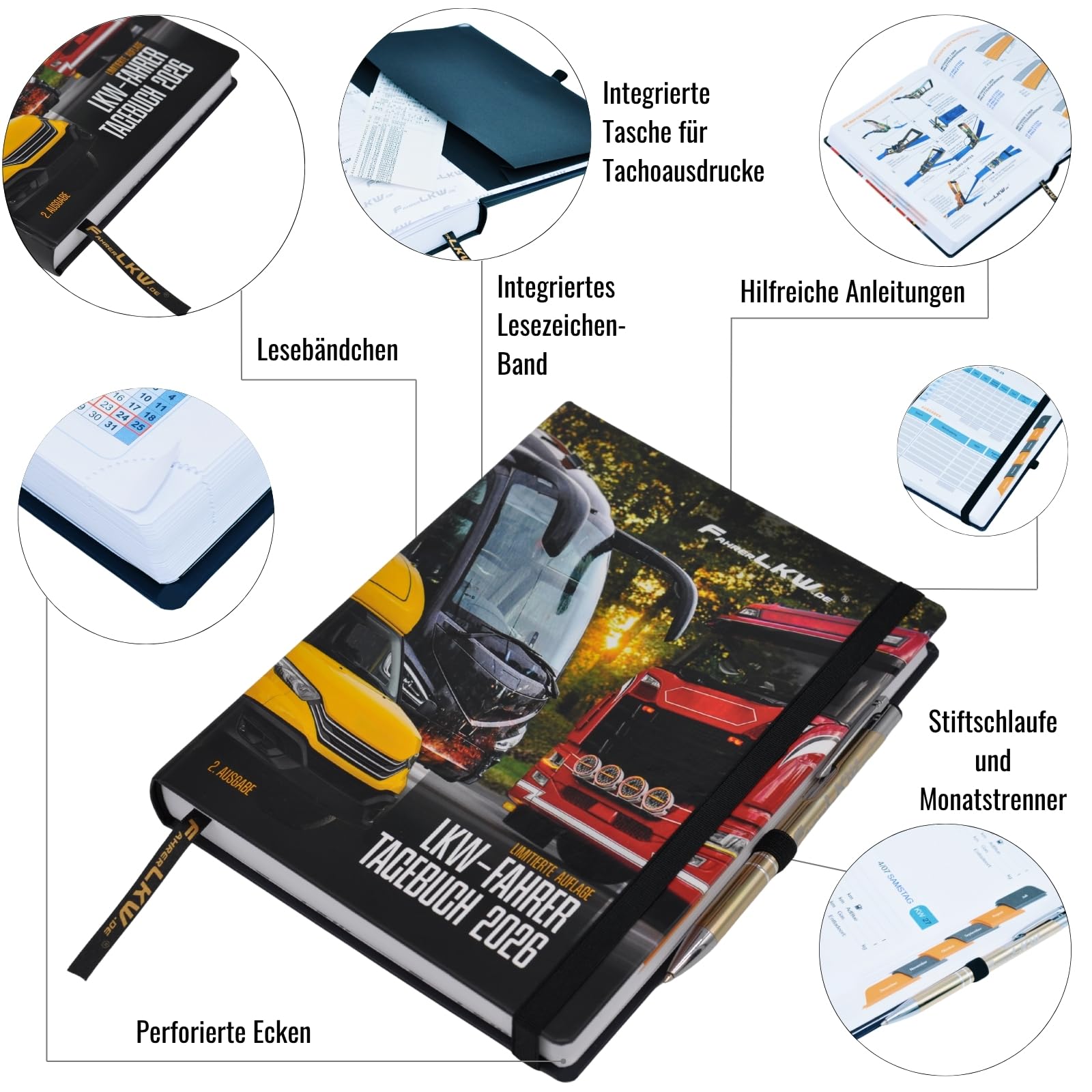 LKW-Fahrtenbuch 2026: Hardcover, LKW-Logbuch, Wöchentliche Zeiterfassung, Schichtplan, Limitierte Ausgabe – Entwickelt von Berufskraftfahrern