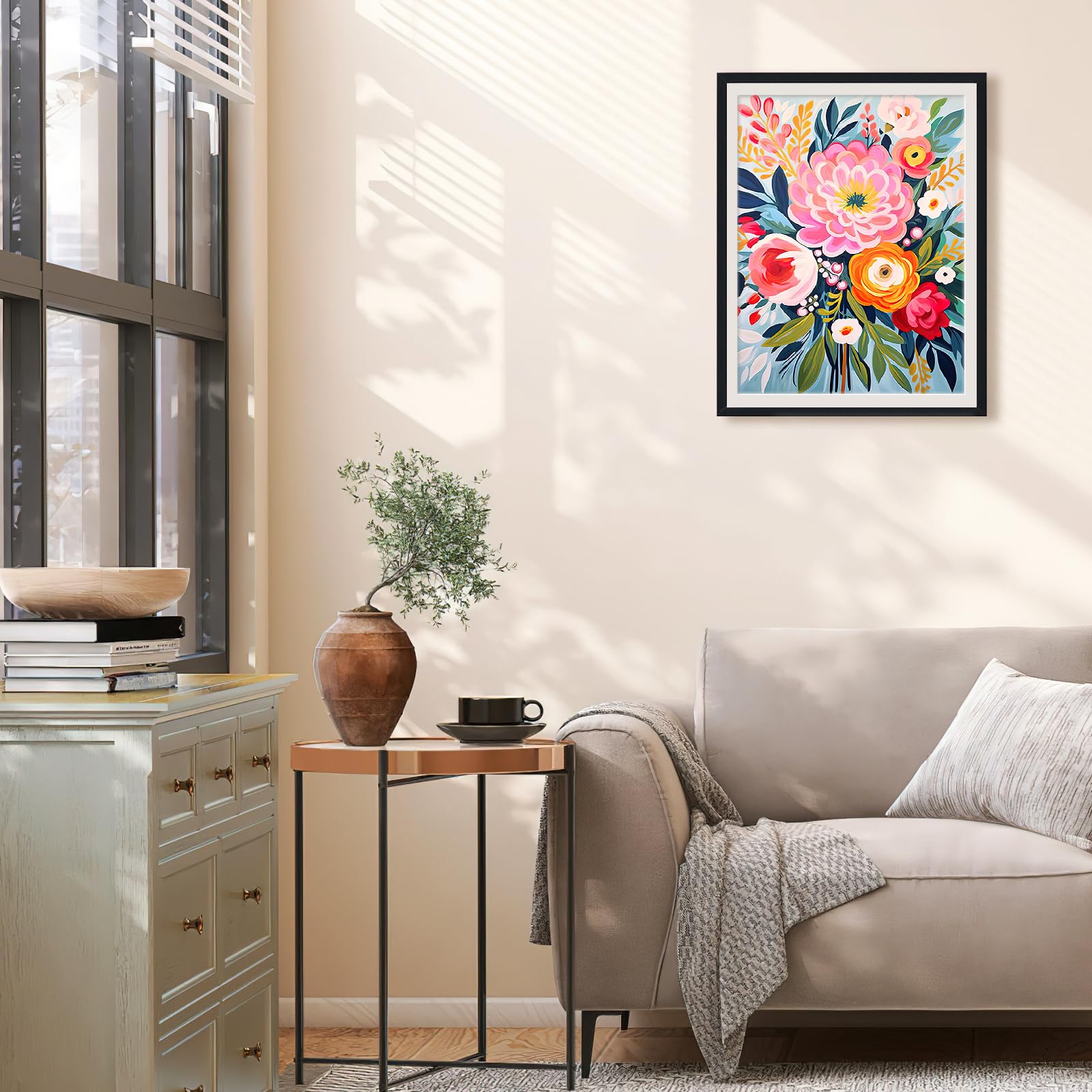gelrovaled Dipingi con i Numeri per Adulti, Kit di Pittura acrilica Adulti Principianti Facile su Tela, Decora la casa Regalo,con Vernici e pennelli, 30 x 40CM, Con cornice (Flower 03)