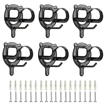6 Counts Horse Bridle Rack Bridle Bracket Bridle Hooks Metal Halter Hanger with Tubes and Screws for Horse Barn Supplies,Black