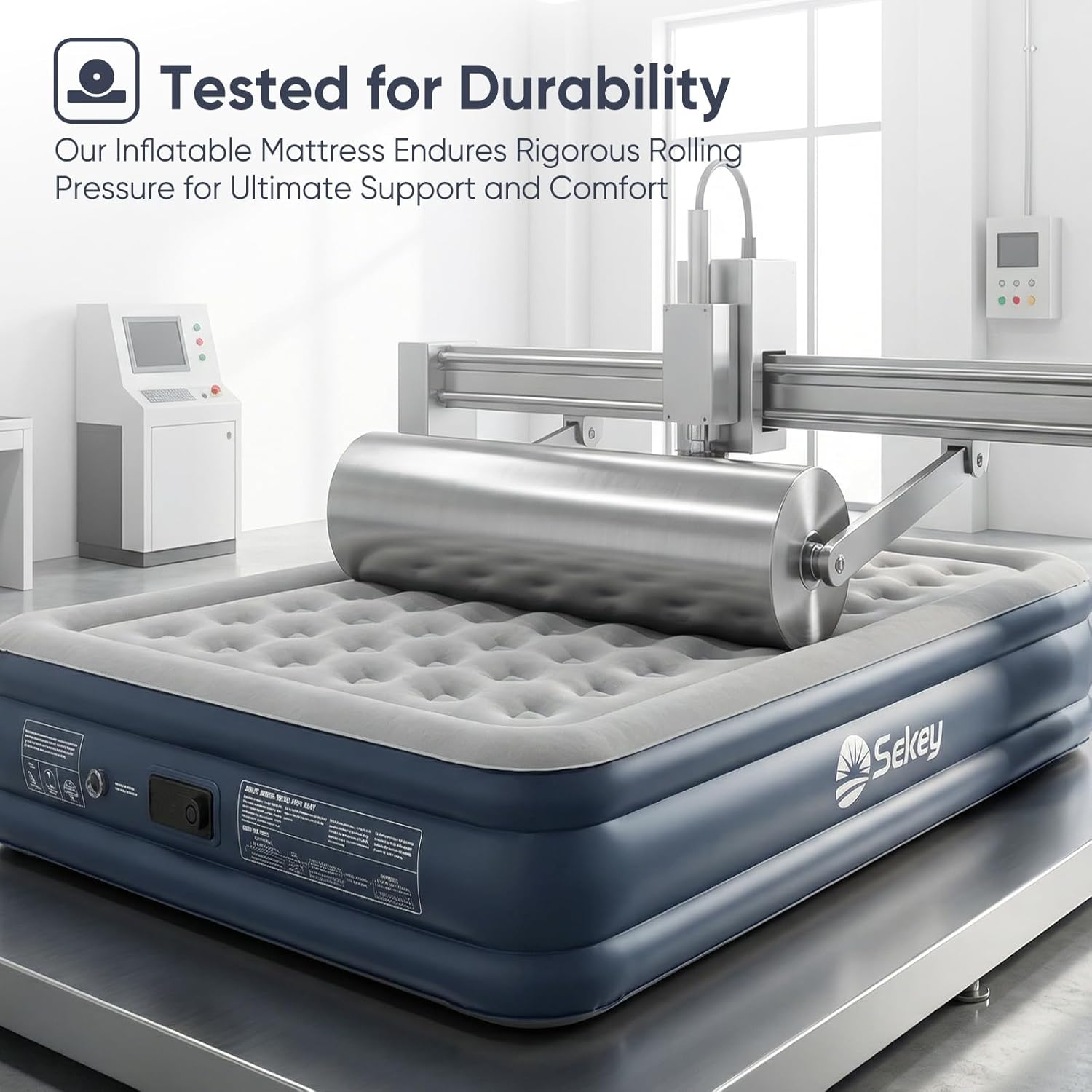 Sekey Queen Air Mattress with Built-in Pump, 18" Raised Inflatable Bed with Anti-Deflation Technology, Odorless & Puncture Resistant Blow Up Mattress for Home Guests & Travel, 660 lbs Capacity