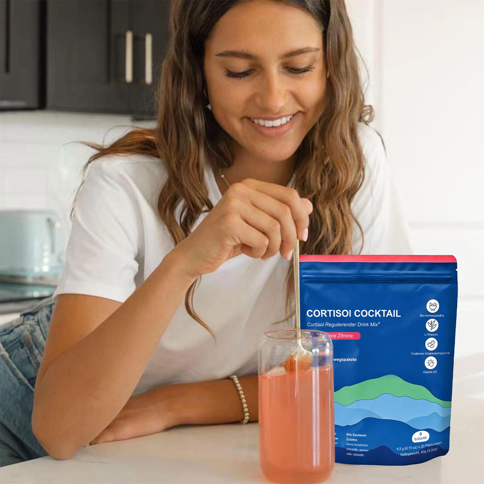 Jello Cortisol Cocktail,40 Stück Jello Cortisol Cocktail Pulver,Cortisols Senken Pulver zum Abnehmen,Entspannt Bleiben,für Damen Herren