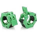 AbraFit 2 Olympic Barbell Clamps - Solid ABS Locking Barbell Collars with Quick Release - for Professional Training Strong Lifts and Olympic Training- Set of 2 (Green)