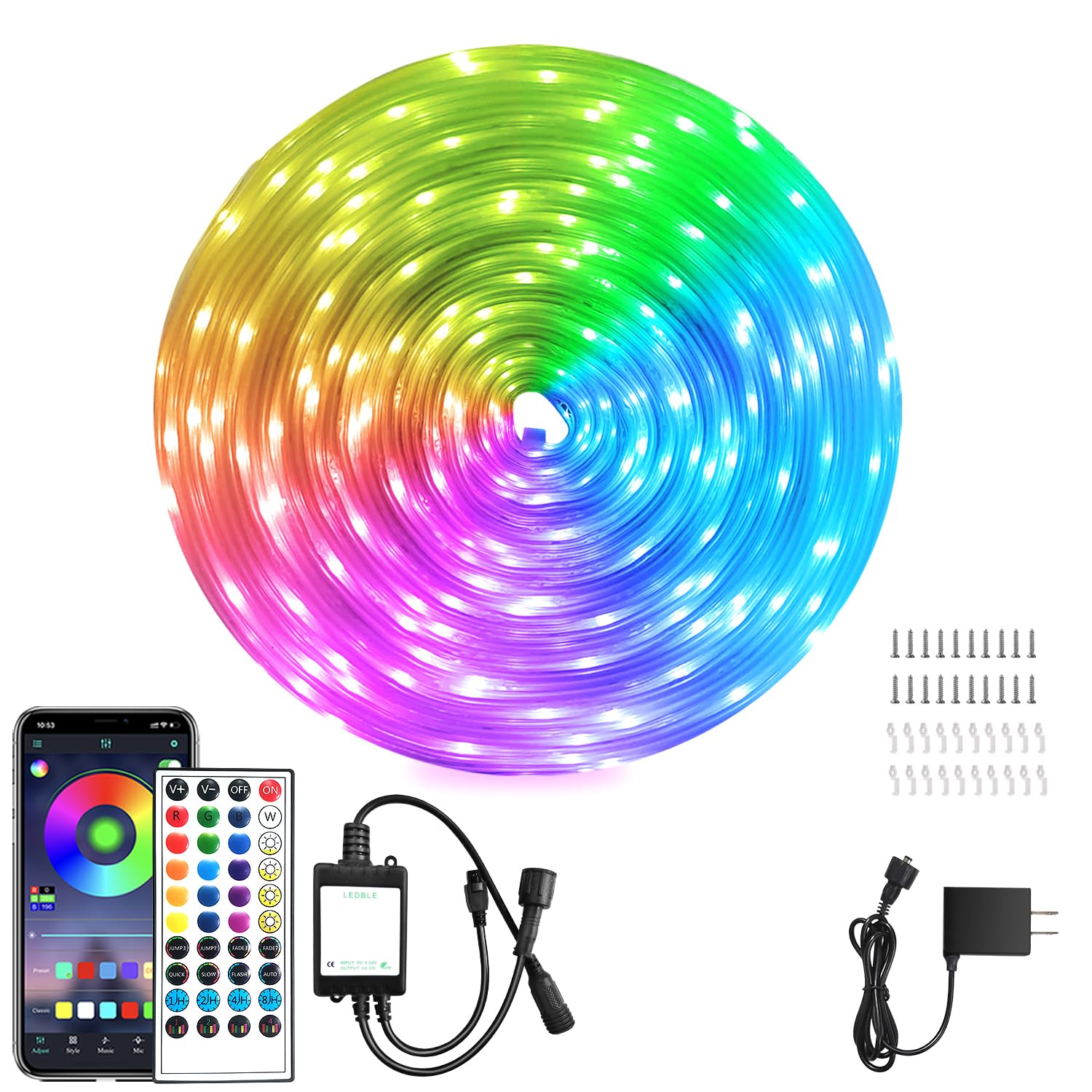 vimeepro 10m wasserdichtes LED strip für den Außenbereich, IP68 flexibles LED band mit IR-Fernbedienung und App-Steuerung, Musiksynchronisation und farbwechselndem LED-Lichtband für Schlafzimmer, Dach