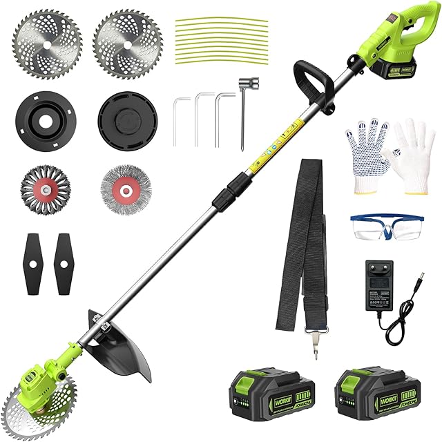 WORKIT WORKIT Akku-Freischneider mit 2x4.0Ah Akkus und 4 Messertypen (20V Brushless, 23 cm Schnittkreis) — Trimmer & Sensen