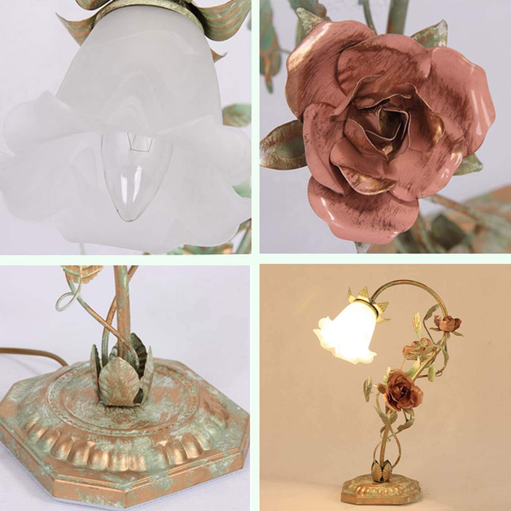 Romantyczna różana lampa stołowa w stylu Retro Art Stained Glass'ego witraż w stylu retro lampa na biurko duszpasterska kwiatowa lampka nocna do salonu kawiarnia zagłówek sypialni oprawa