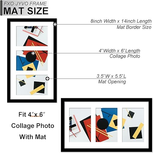Miniatura 3 de Fxojyvo Juego de marcos para collage de fotos de 4 x 6, 6 unidades, para exhibir 3 collages de fotos de 4 x 6 o 8 x 14 sin marco, marco ligero y