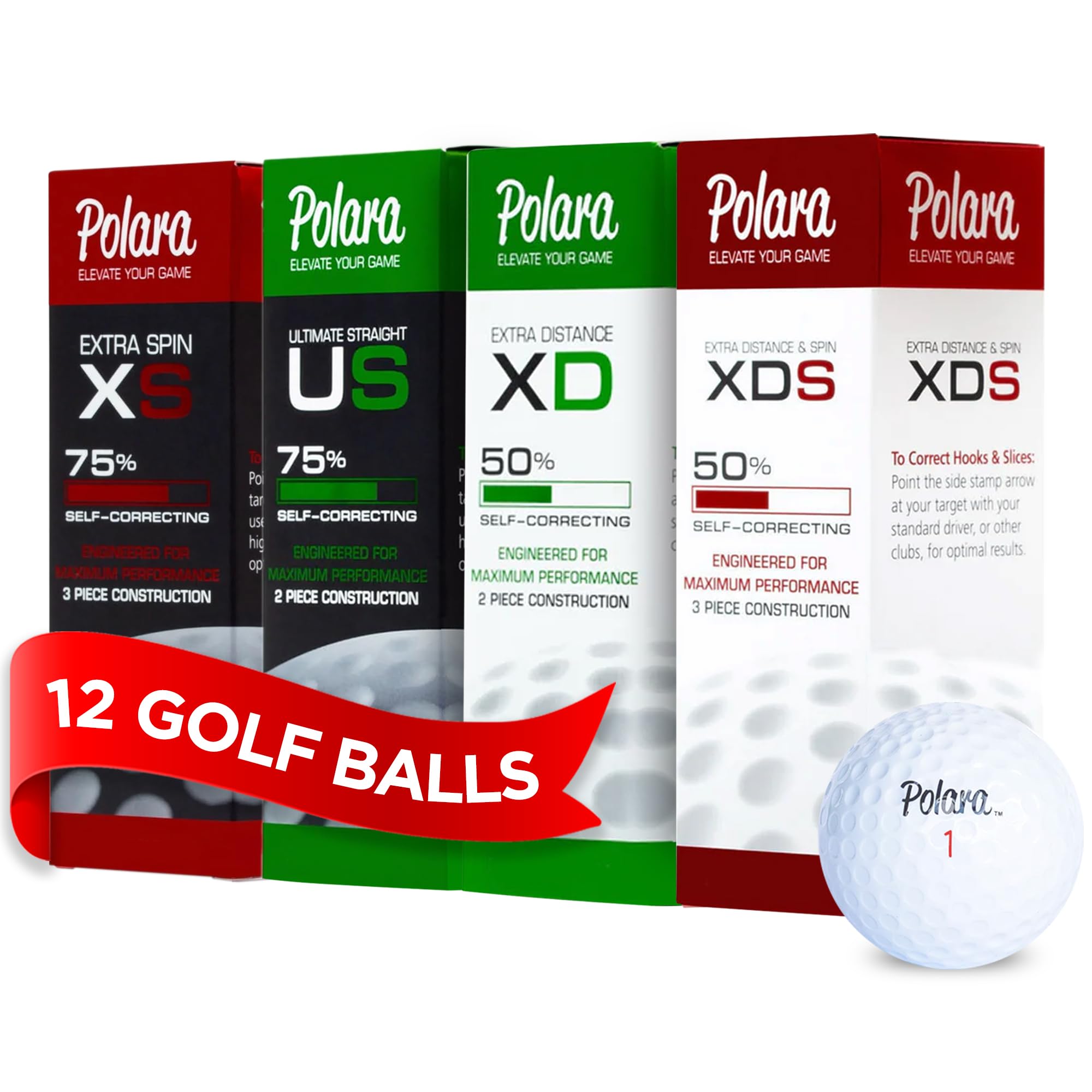 Polara Self-Correcting Golf Balls, Soft Feel, Straighter Flight