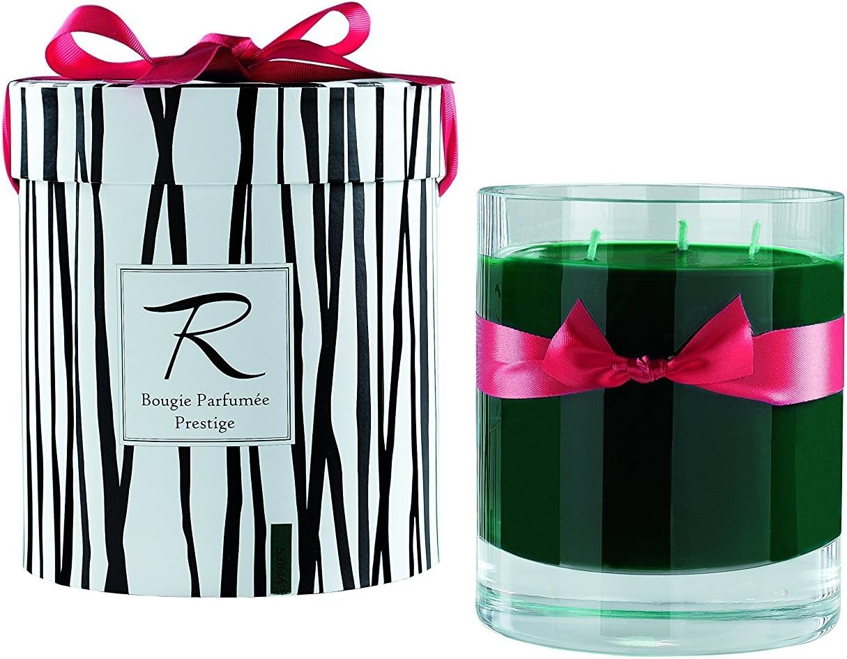 Rigaud Paris, Cypres Bougie Parfumee Prestige, Large 3-wick "Prestige" Model Candle, Green, 6" Tall, 150 Hours Burn, 26.5 Oz, Made in France