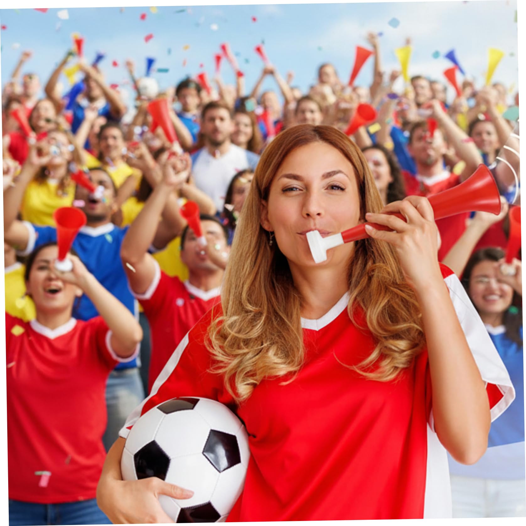 Klaxon de stade 10 pièces, soufflage plastique puissant Vuvuzela pour événements sportifs et football