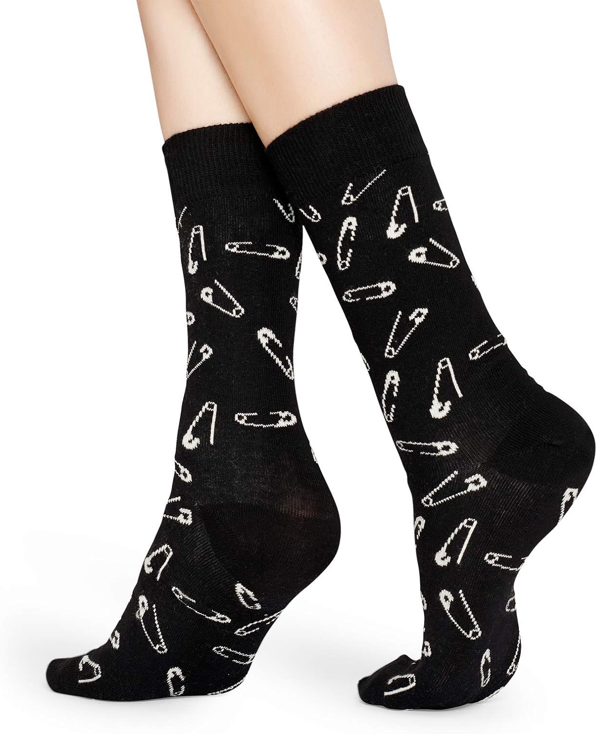 Happy Socks for Men, Women | Casual, Colorful, Fun, Unique Patterns | Premium Cotton Novelty Sock (Pins, Black, Size 10-13)