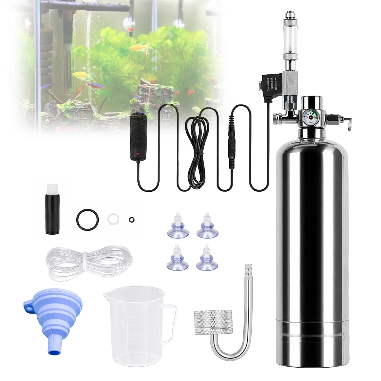 Kit generador de CO2 para acuario de 2 litros con válvula solenoide y