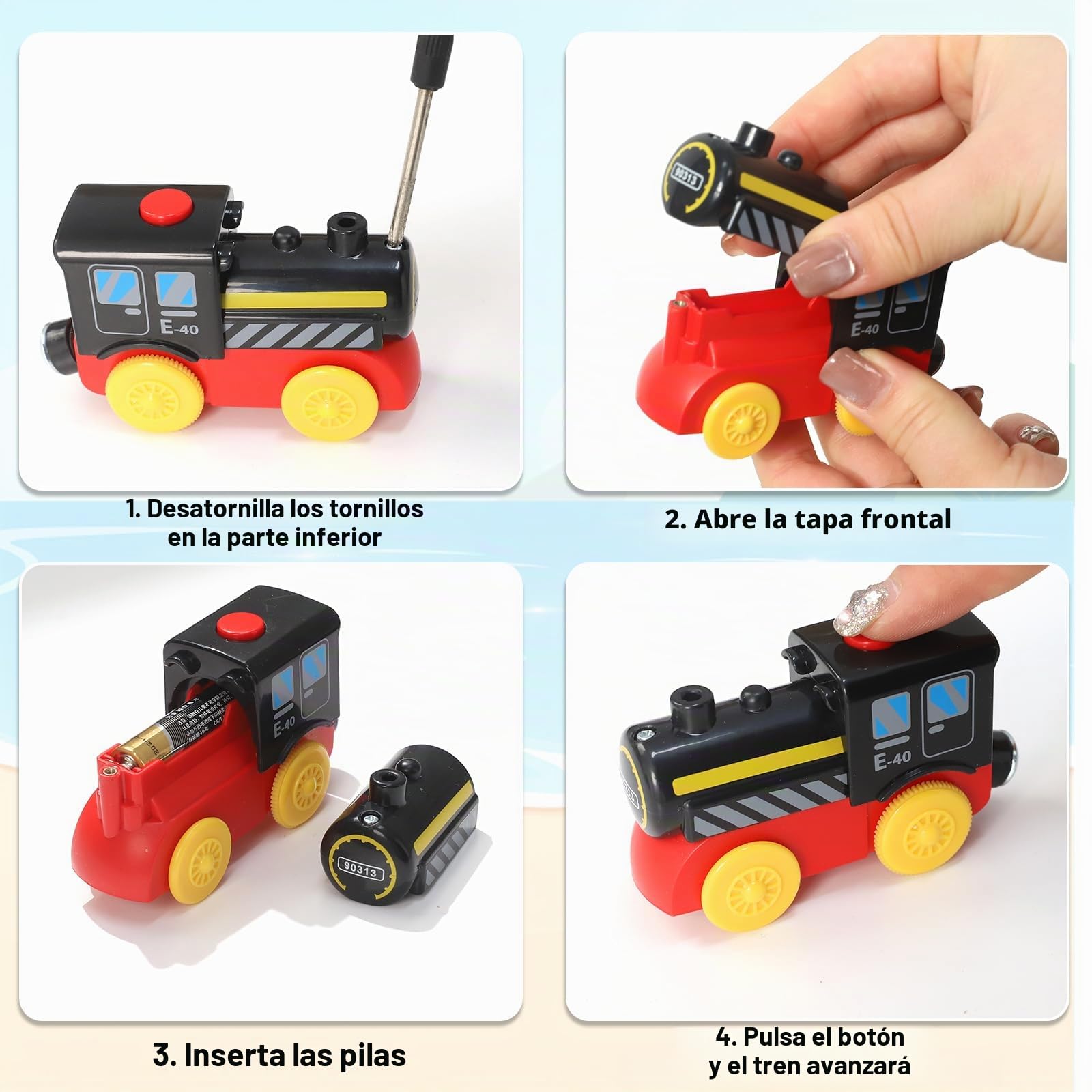 LZDMY Juego de Tren de Madera para Niños, 57 Piezas Tren Eléctrico Compatible con Vías Brio, Madera de Juguete para 3 4 5 6 Años Juguete de Regalo para Niño y Niña