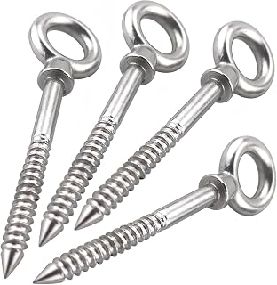 Abimars Marine Grade Hammock Hanging Kit by Load Capacity 650lbs, 316 Stainless Steel Hammock Hooks for Hammock Stand, Yoga & Brazilian Hammocks, Swing Chair, Indoor & Outdoor (4 Pack)