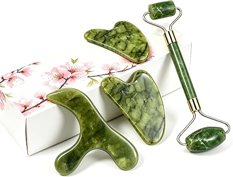 Gua Sha & Jade Roller Set, DeepPressure Massage for Skin & Body Relaxation