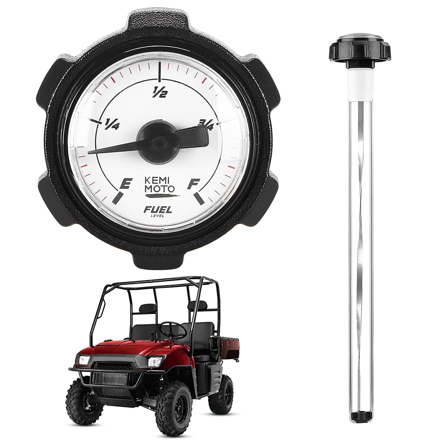 KEMIMOTO Upgraded UTV Fuel Gas Cap Gauge Compatible with