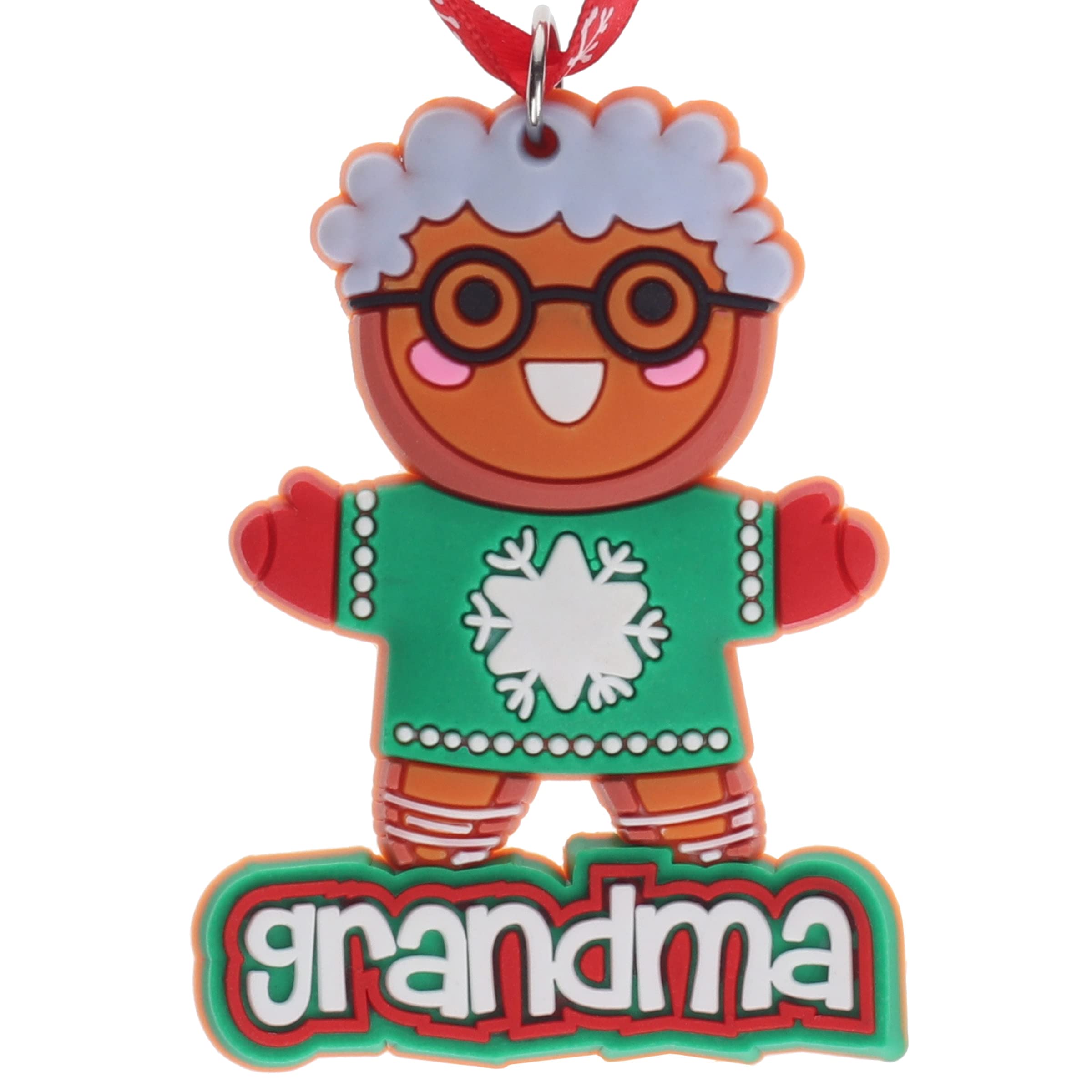 Gingerbread Grandma Gran Granny Hanging Christmas Tree Decoration Silicone Ornament Novelty Bauble - Stocking Filler - Secret Santa - Colourful Multicoloured - Small Gift - Funny
