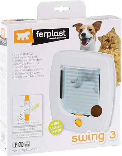 Miniatura 5 de Columpio para puerta de gato de 3 pulgadas con sistema de bloqueo de 4 vías Puerta universal para mascotas en marrón para uso interior y exterior