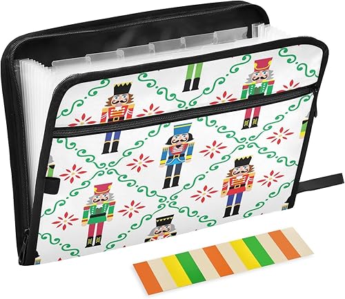VIGTRO Christmas Soldier - Carpeta expandible de 13 bolsillos, impermeable, con etiquetas adhesivas, cascanueces de Navidad, carta A4, organizador