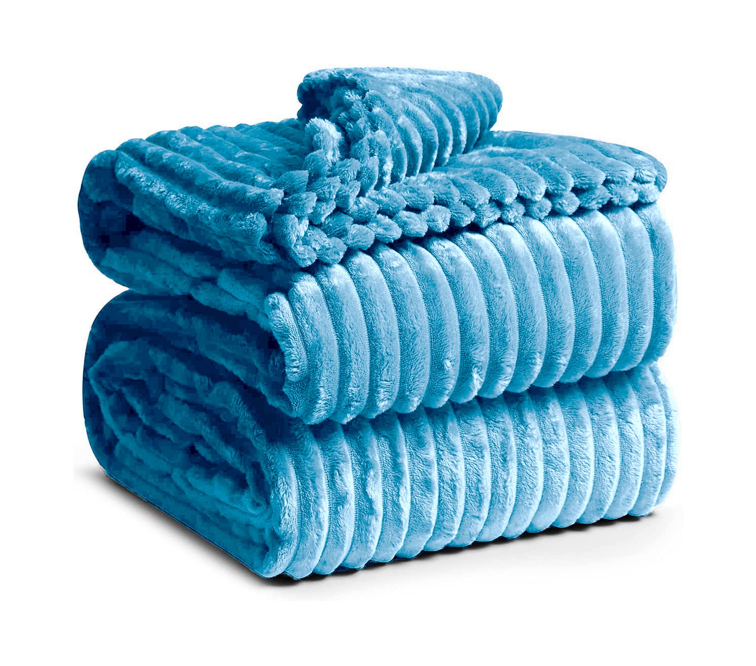 WintexFleece throw Blanket for bed 200X160 Cm 300 GSM Ripple Design (Tranquil Sky)